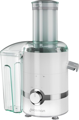 Juiceman 3-in-1 Electric Juicer, Blender, and Pulp Extractor with 2L Removable Pulp Container & 24oz. Portable Personal Blending Jar, White, JM3000C